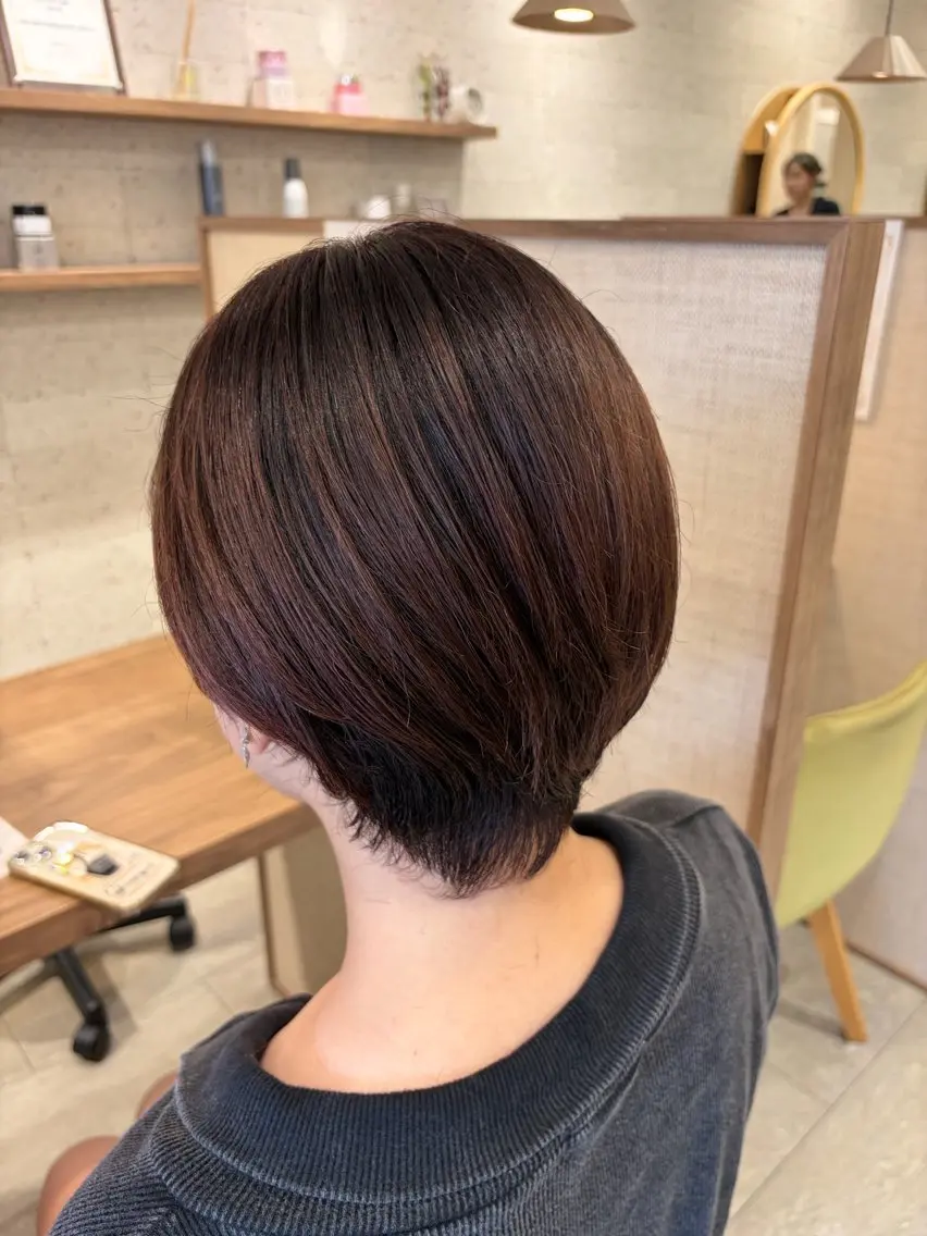 ショート カラー ブラウンカラー カシス ショートヘア カット トリートメント 澤田 華月のヘアスタイル