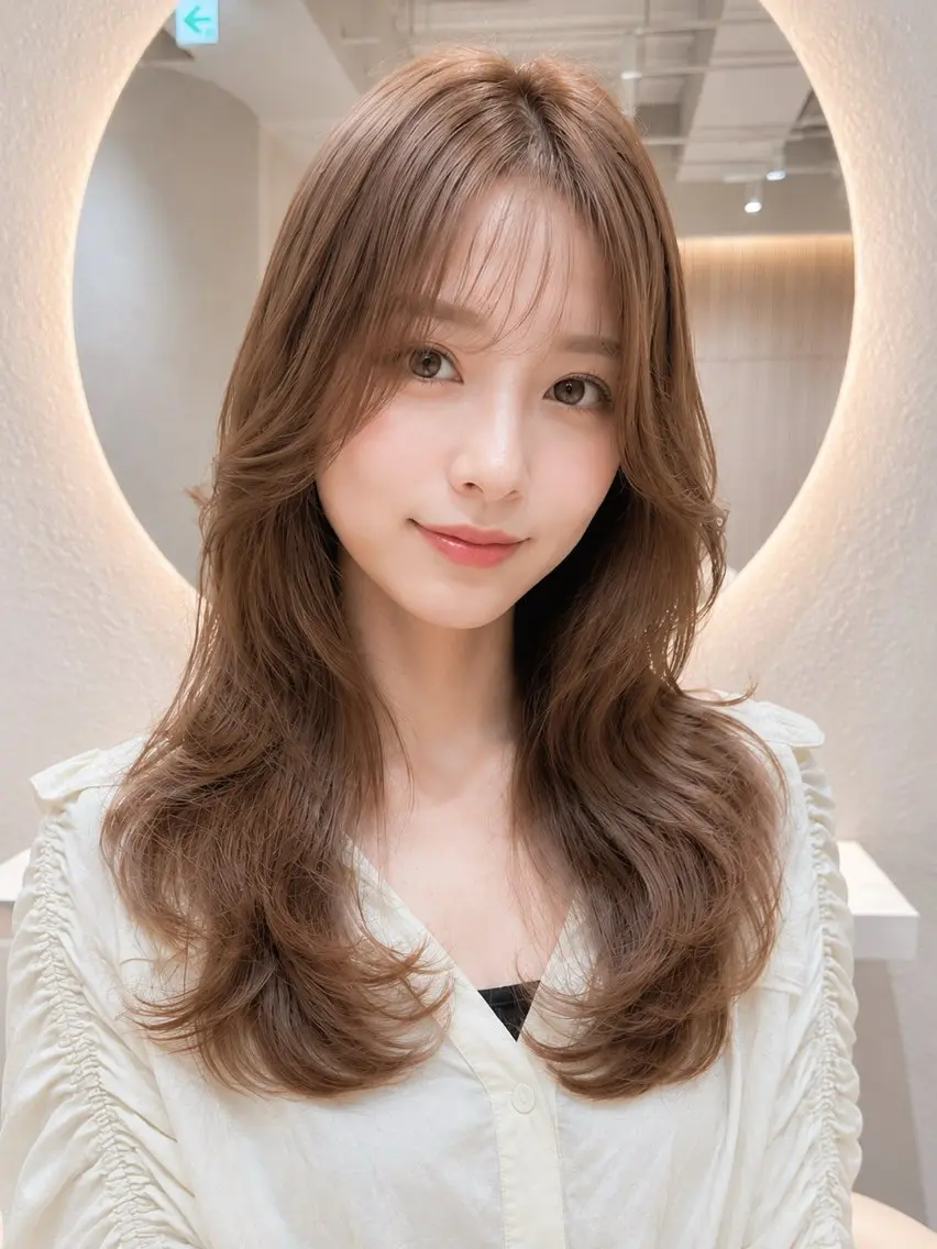 セミロング カラー カット 韓国風ヘア✻透明感 カラー✻yukaのヘアスタイル