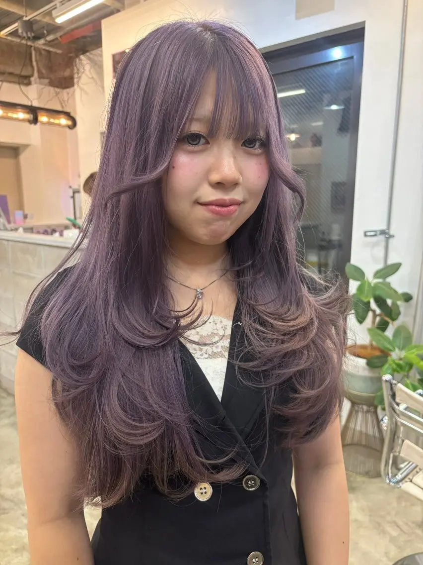 セミロング ヘアカラー ness／rina ／透明感カラーのヘアスタイル