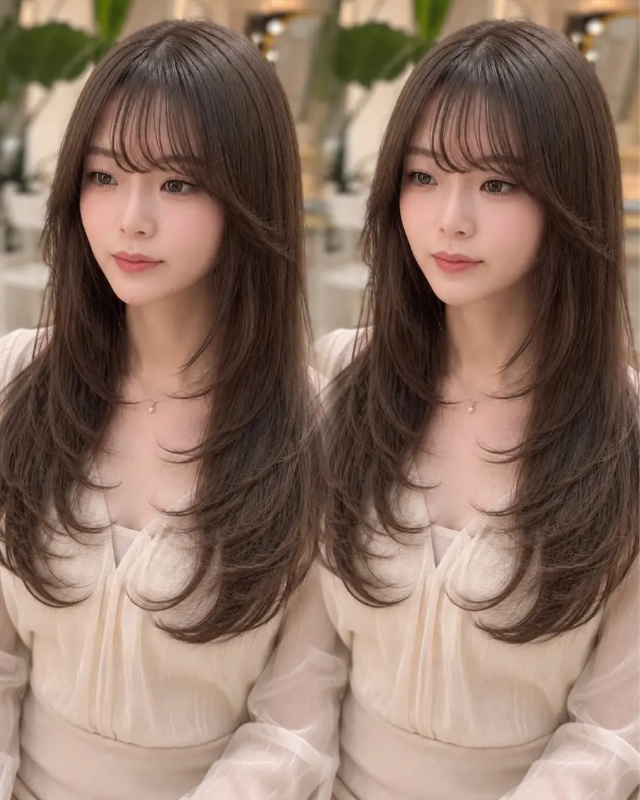 ロング カラー カット ヘアカラー トリートメント Akane レイヤー/艶カラーのヘアスタイル