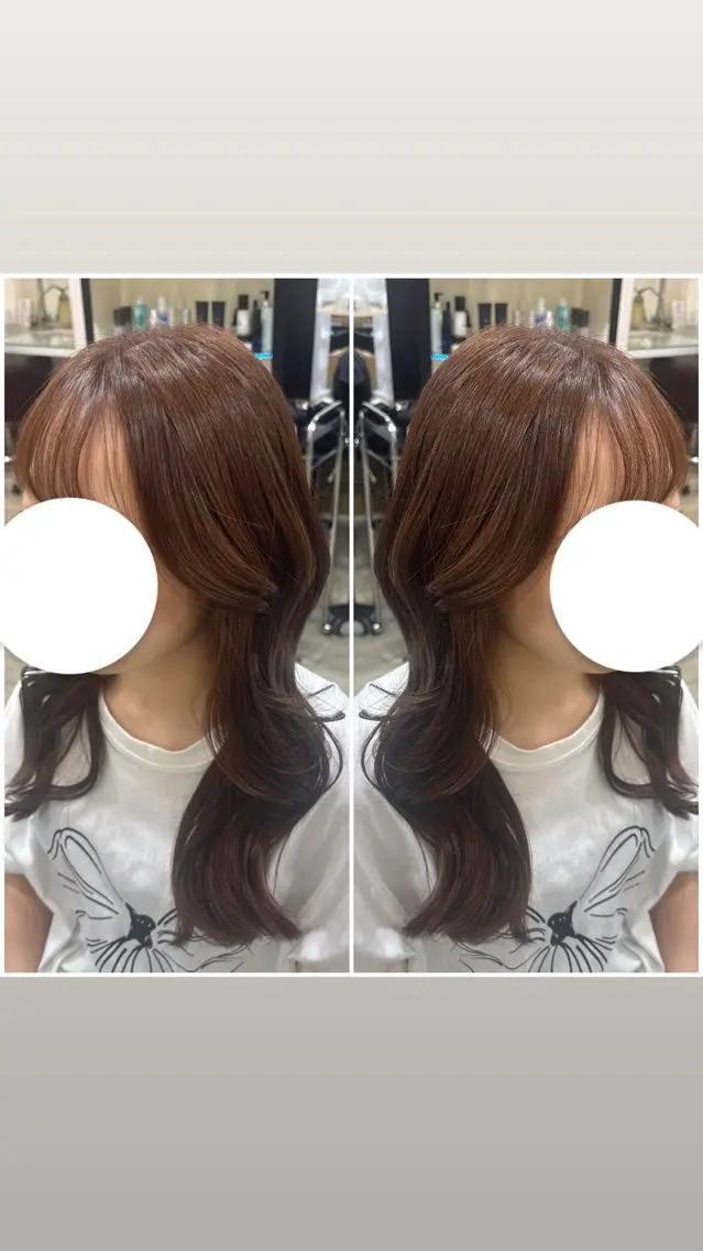 ロング オレンジブラウン トリートメント ヘアカラー トリートメント 宮島 梨央のヘアスタイル