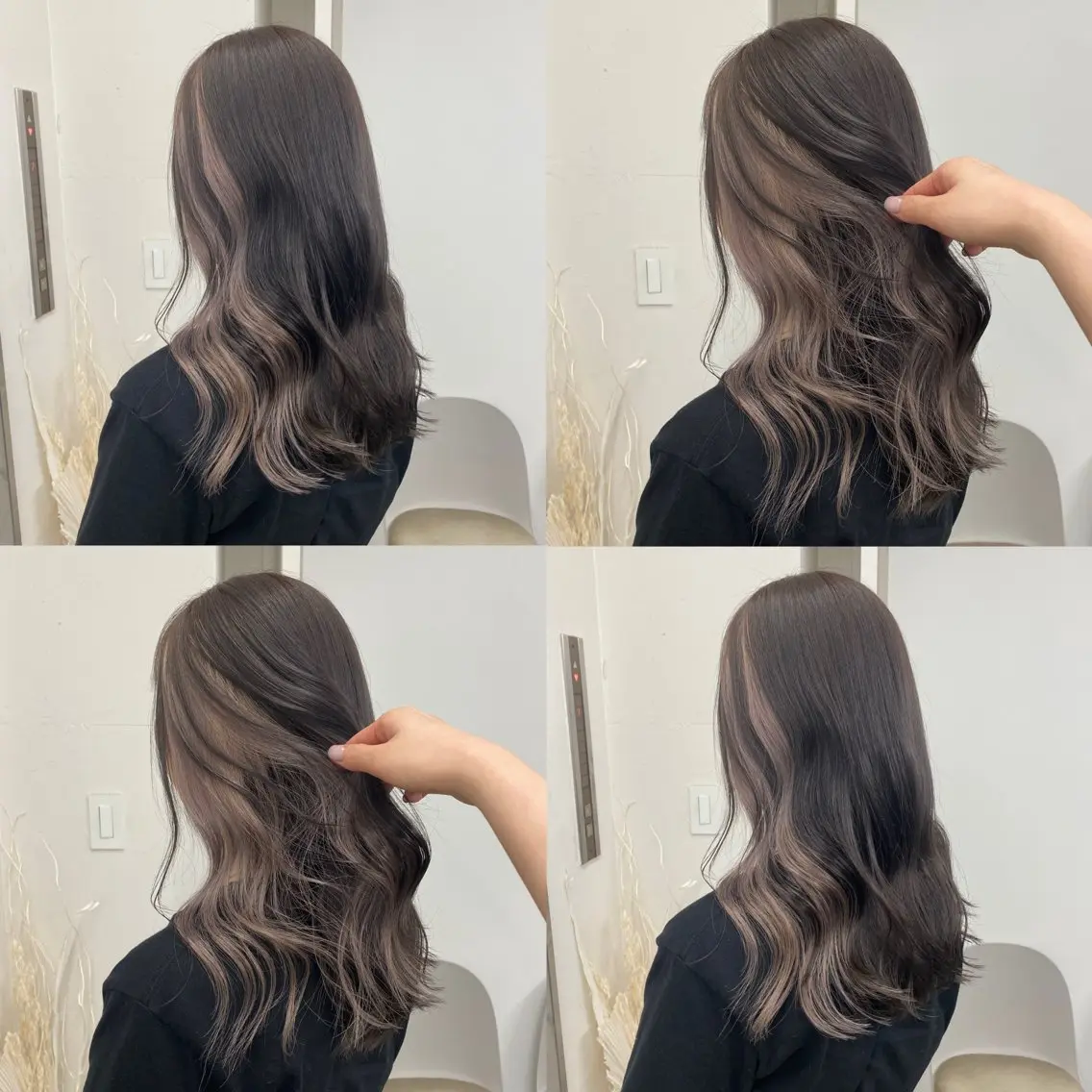 ロング カラー 韓国風ヘア 小顔カット カット ヘアカラー 江坂トレンド韓国風 髪質改善shinoのヘアスタイル