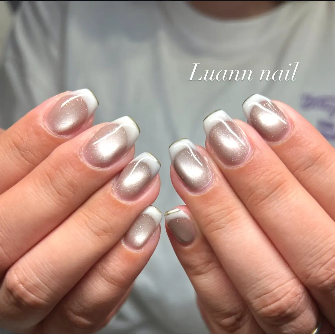 ネイル フレンチネイル マグネットネイル ハンドネイル Luann nail Sakiのネイルデザイン