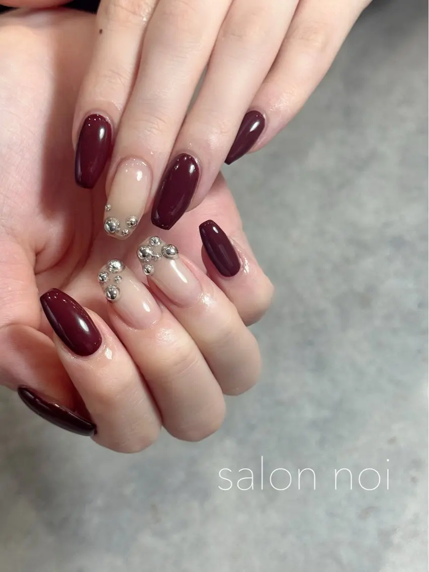 ネイル ボルドー ハンドネイル salon noiのネイルデザイン