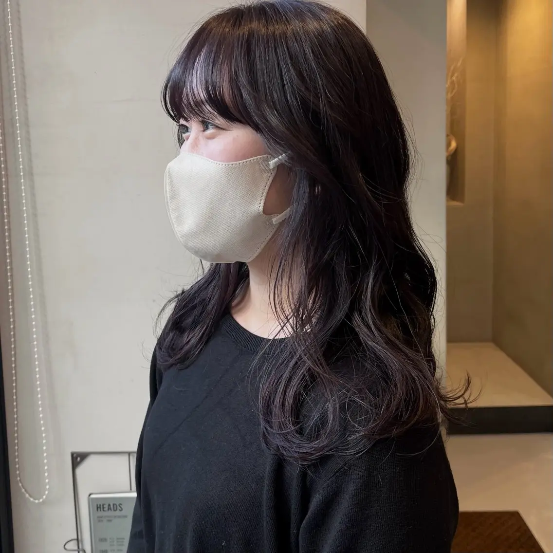 ミディアム カラー カシス パープルカラー カット ヘアカラー なな/ICI/レイヤ ーパーマ/上前津のヘアスタイル