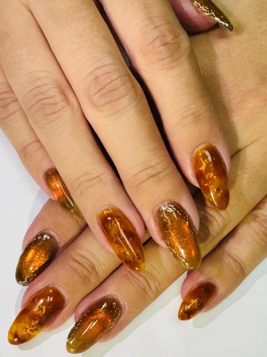 ネイル べっ甲ネイル ビー玉ネイル ハンドネイル Reriha Nailのネイルデザイン