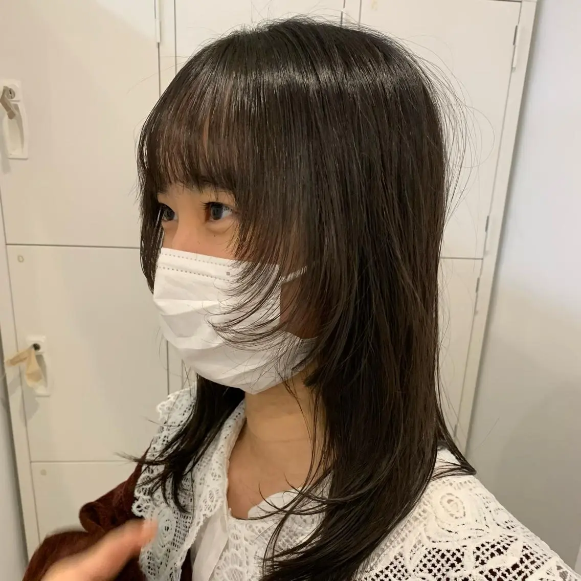 ミディアム カラー 顔まわりレイヤー レイヤーカット カット ヘアカラー 透明感カラー、 アレンジ/miyuのヘアスタイル