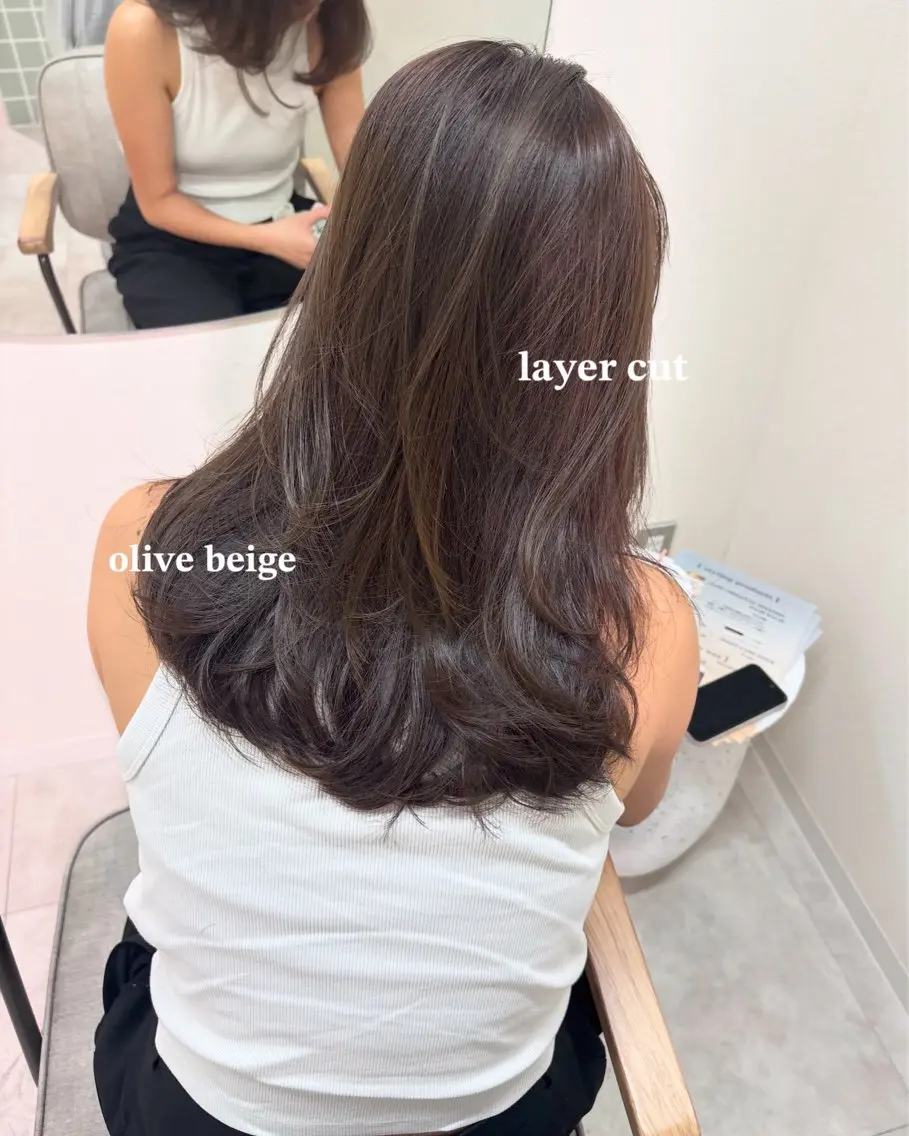 セミロング カラー カット ヘアカラー トリートメント ヘッドスパ 広島/ヘアセット /ベージュ/わかなのヘアスタイル
