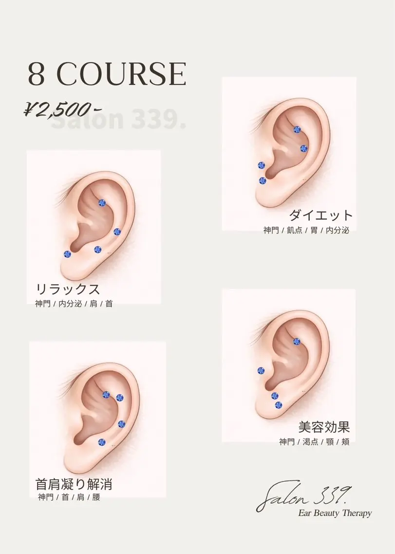 💙耳ツボジュエリー8コ(耳介撮影、口コミ)💎の写真
