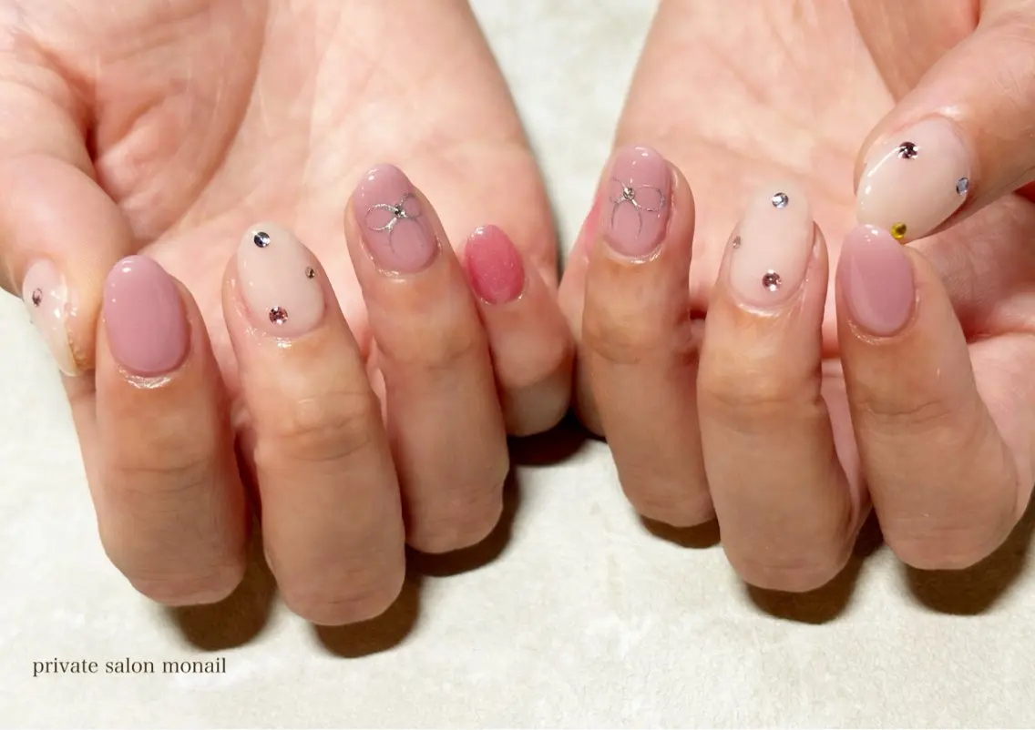 ネイル リボン ハンドネイル nail salon monailのネイルデザイン