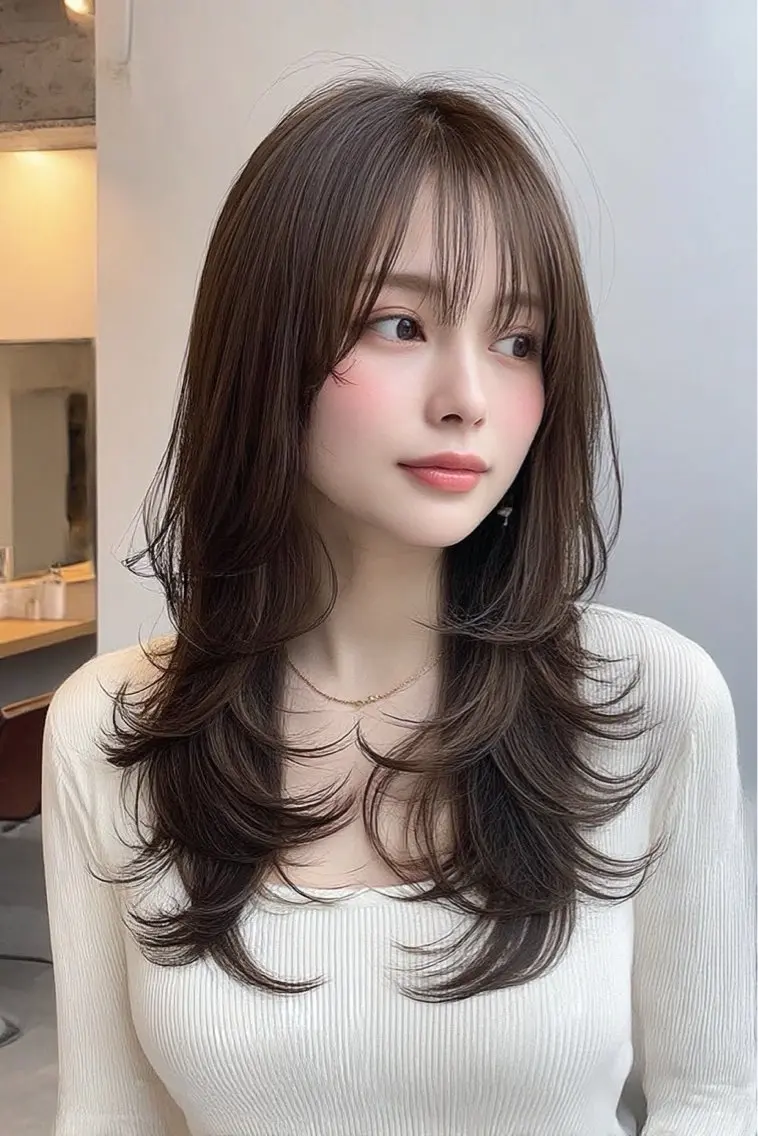 ロング カラー ヘアカラー 🍒モテ暖色カラー × うる艶✧ ゆなのヘアスタイル
