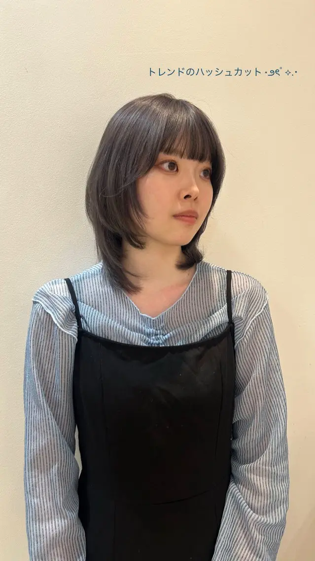 ミディアム ハッシュカット 韓国風ヘア 山本 夏樹のヘアスタイル