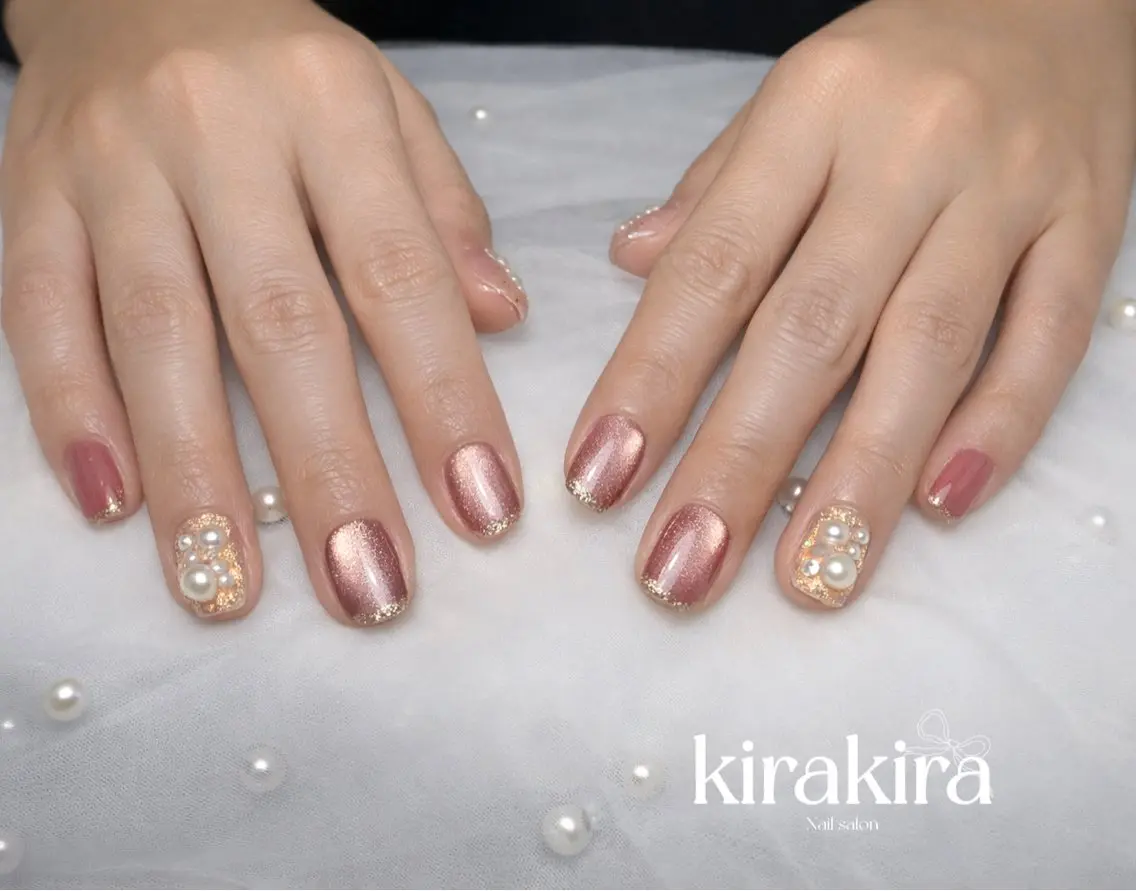ネイル 入学式 フットネイル 卒業式 キラキラネイル マグネットネイル Kirakira Nail salonのネイルデザイン