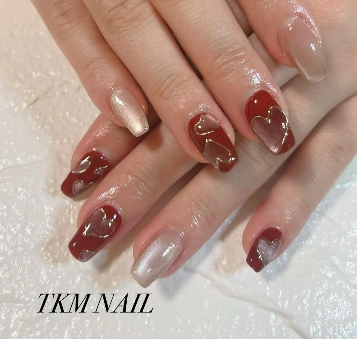 ネイル ハート マグネットネイル シンプルネイル ______ TKM  NAILのネイルデザイン