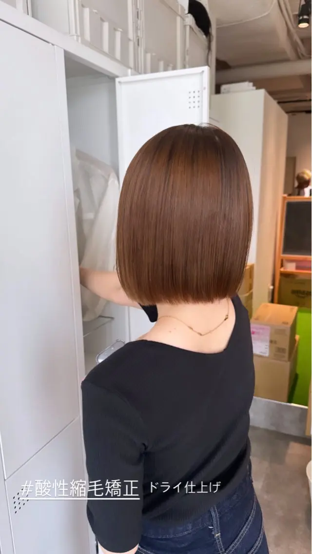 ショート パーマ ボブ 縮毛矯正 カット 縮毛矯正 オスズ 🎀´-のヘアスタイル