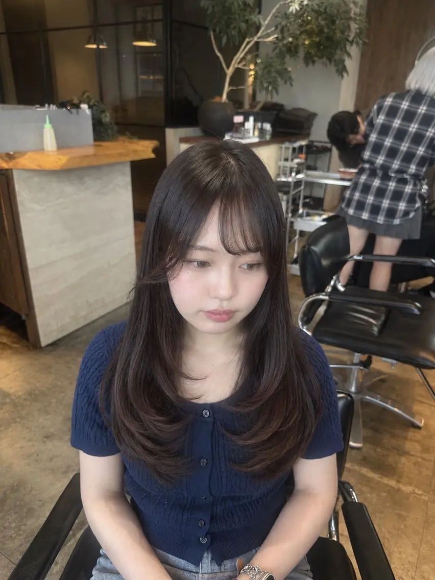 ロング 似合わせカット カット 渋谷/切りっぱなし レイヤー/ブリーチのヘアスタイル