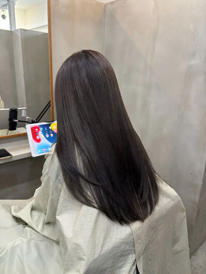 ロング カラー オリーブカラー 縮毛矯正 ヘアカラー 中園康 /カラー/ブリーチのヘアスタイル