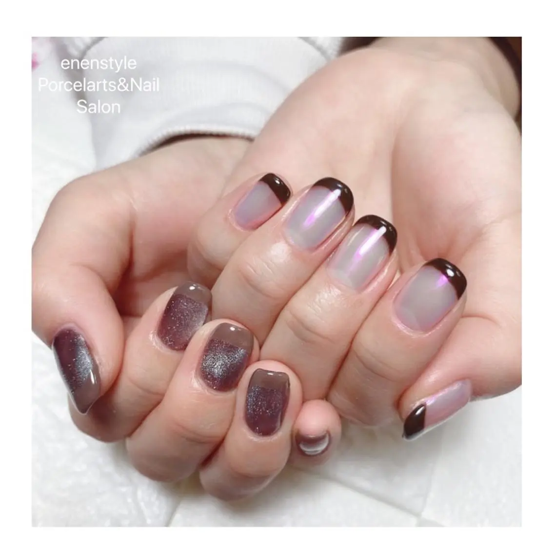 ミディアム ネイル ハンドネイル 🐾enen style 🐾のネイルデザイン