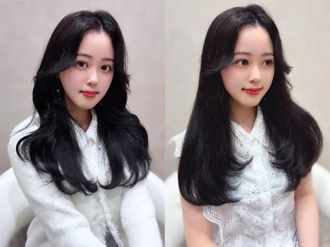 ロング カット トリートメント ヘアセット 上品♡韓国レイヤー 🤍のの🤍のヘアスタイル