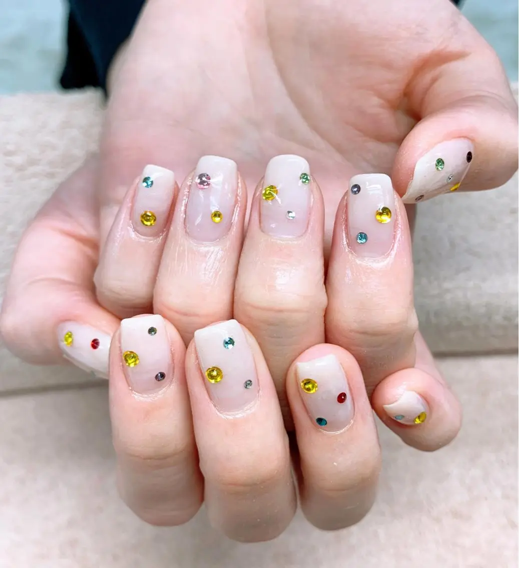 ネイル ストーンネイル ⭐︎休業中の練習⭐︎ JNA認定講師髙橋のネイルデザイン