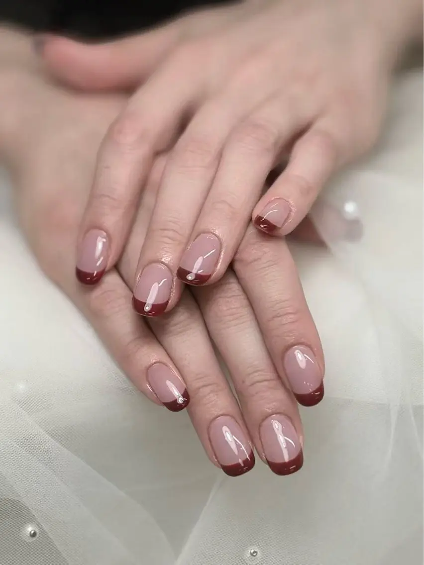 💅ハンドネイル※♪ベースあり丸いフレンチ4980【新規オフ無料】の写真
