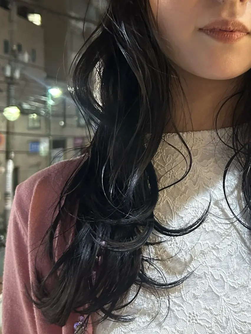 ロング カラー ヘアカラー トリートメント momona english okのヘアスタイル