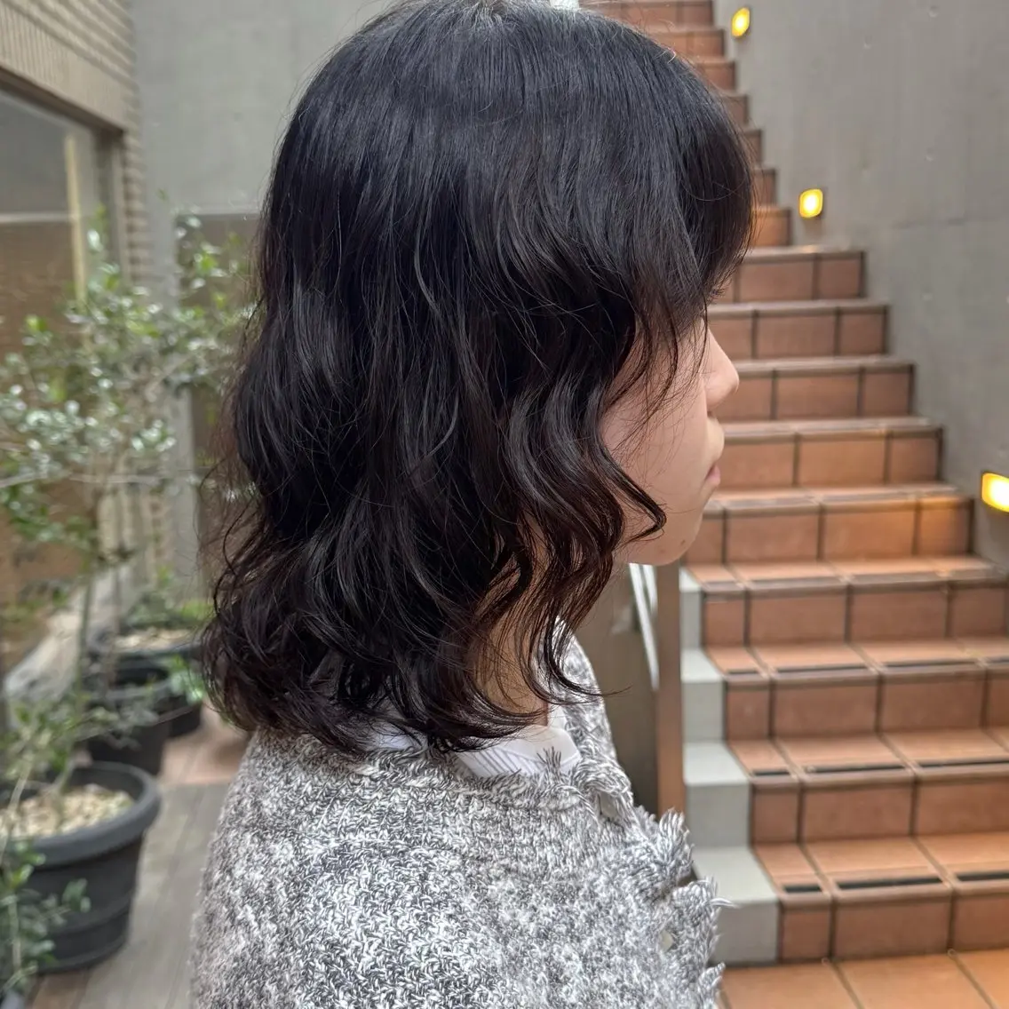 ミディアム ボブ 伸ばしかけ カット パーマ 大橋 芽衣のヘアスタイル