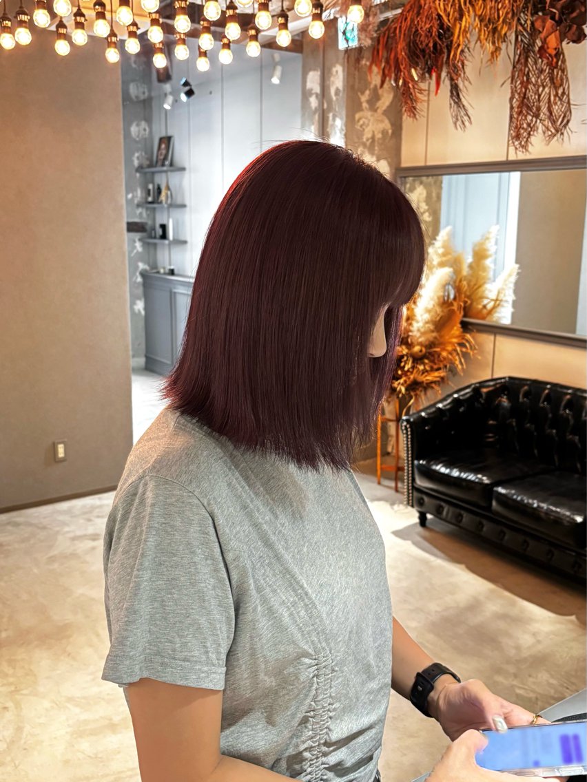 ミディアム カラー ヘアカラー 関口 玲那のヘアスタイル