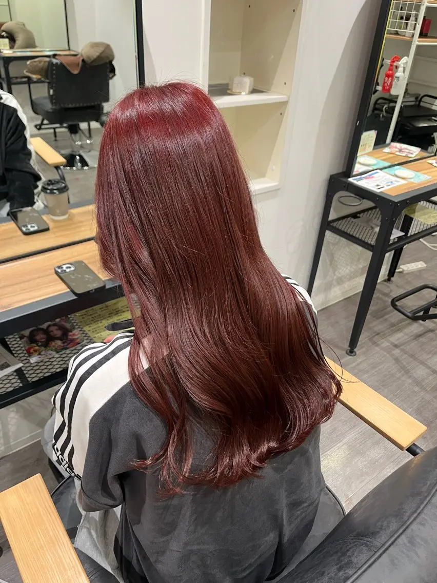 ロング カラー ブリーチ ブラウンカラー ダブルカラー ブリーチなしカラー レッドカラー cocotte🫧 絹村 琴美のヘアスタイル
