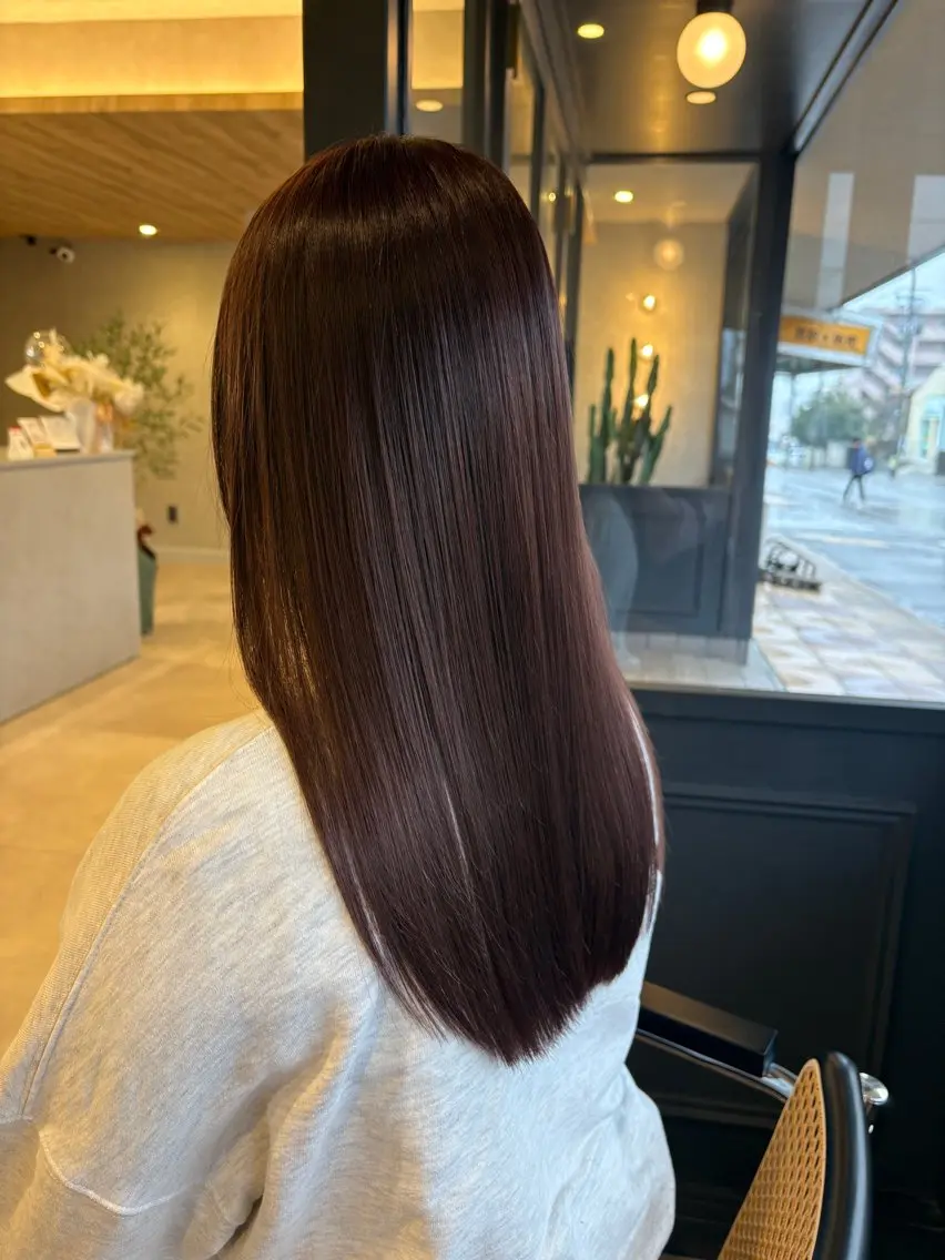 ロング チョコレートブラウン ヘアカラー トリートメント ヘッドスパ ✨NEW OPEN/ 美髪矯正/山田千里✨のヘアスタイル
