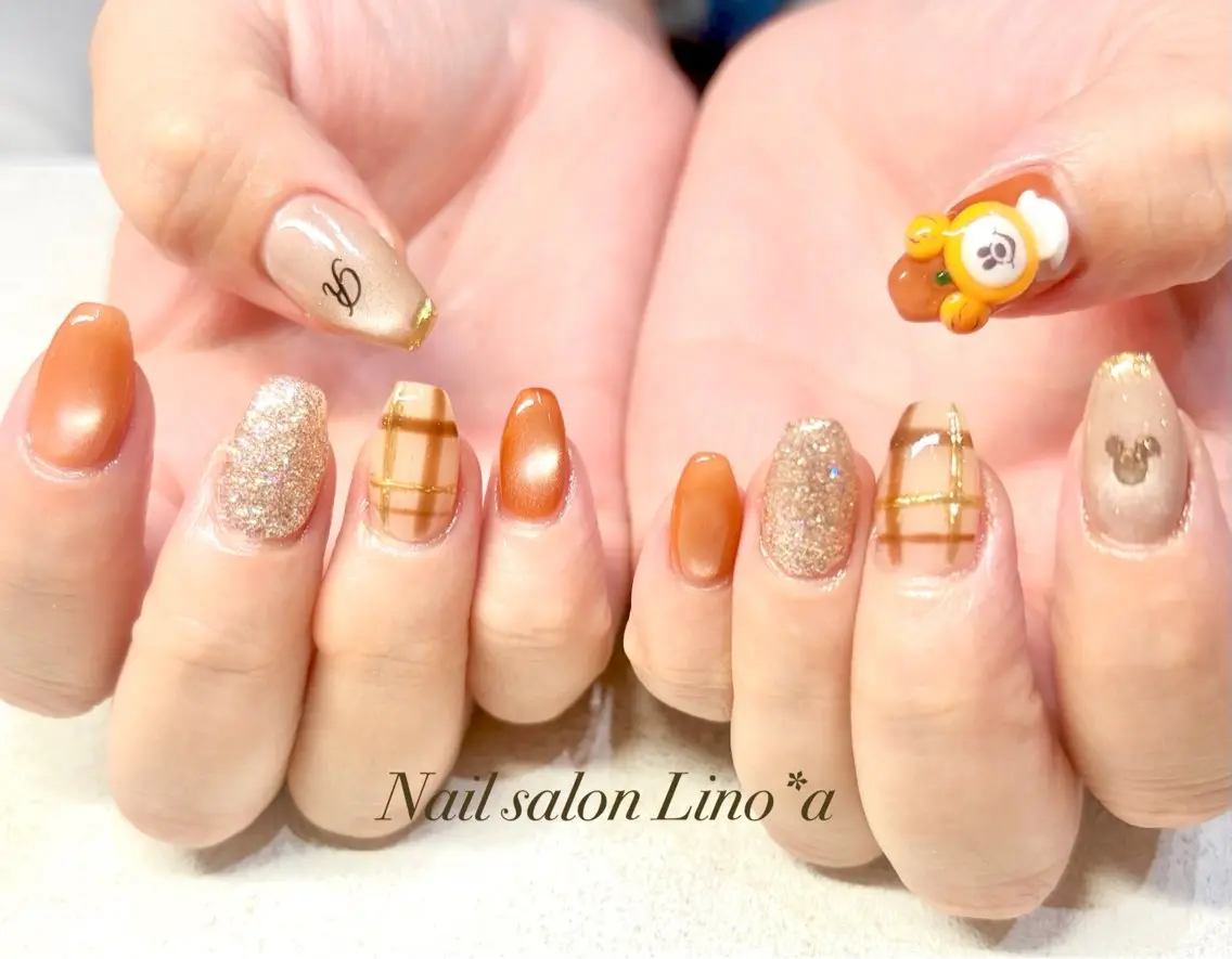 ネイル ハロウィン ラメ(グリッター) マグネットネイル 持ち込み ワンカラーネイル ハンドネイル Nail salon Lino*aのネイルデザイン