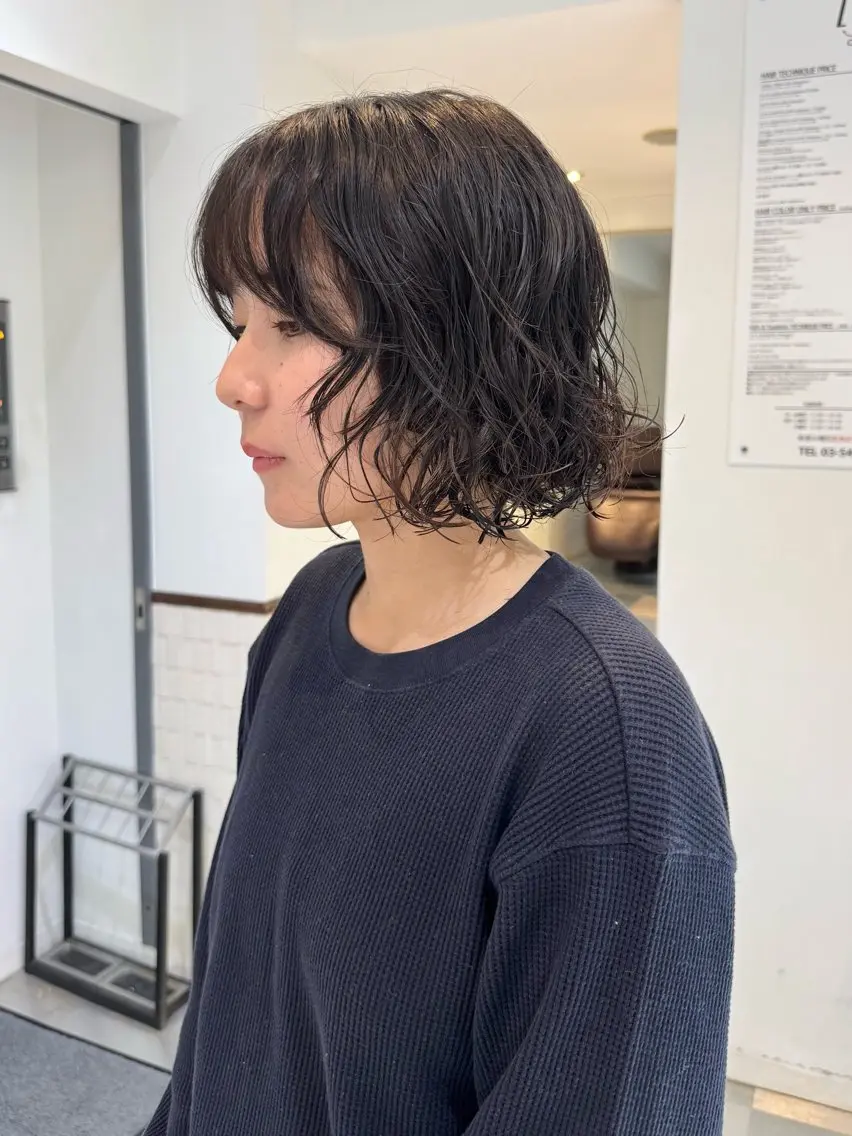 ショート パーマ ボブ カット パーマ トリートメント デジタルパーマ 🌀ボブ　萩原　龍のヘアスタイル