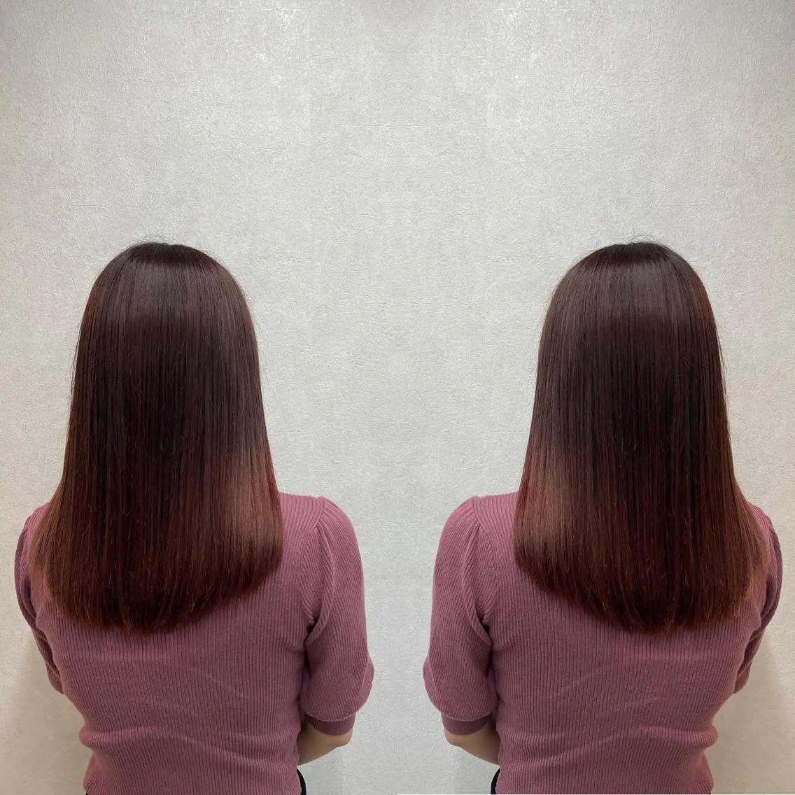 セミロング カラー ブリーチ レッドカラー バイオレットカラー tocca 💜石田愛結💜のヘアスタイル
