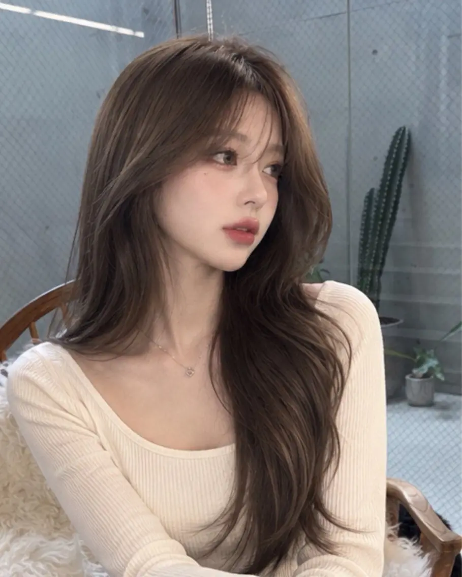 ロング ハッシュカット 韓国風ヘア レイヤーカット トリートメント カット pia 薬院のヘアスタイル