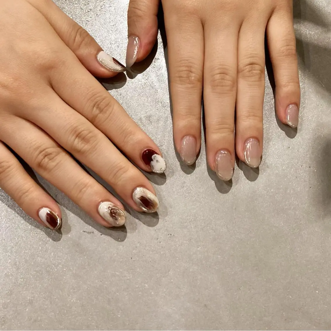 ネイル アートネイル 長さ出し ジェルネイル マットネイル ミラーネイル ハンドネイル nail salon Soeurのネイルデザイン