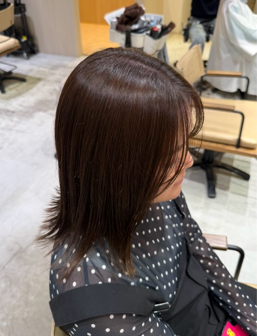 ミディアム カラー 透明感カラー オレンジ 田村 結依花のヘアスタイル