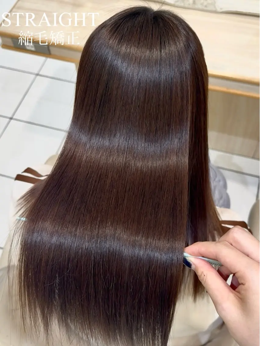 カット+ワンカラー+縮毛矯正💗艶髪3stepトリートメント💗の写真