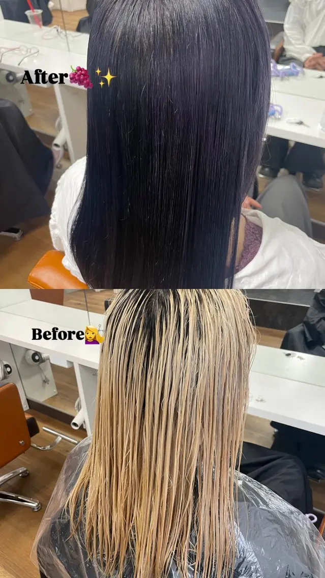 ロング カラー 黒髪 ラベンダーカラー オタク🍒 モロホシユウキのヘアスタイル