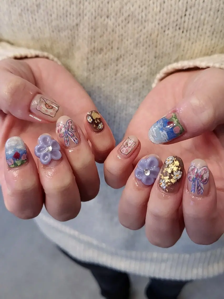 ネイル ハンドネイル 3dパーツ/流行り 👧shushu❤️のネイルデザイン