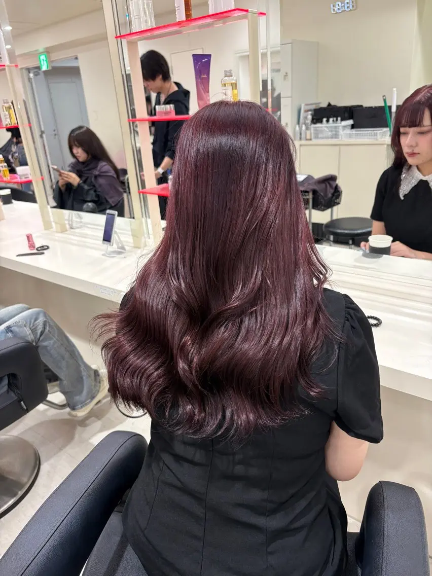 ロング ヘアカラー トリートメント ヘアセット 💗暖色カラー💗 ツヤ髪💗Mayaのヘアスタイル