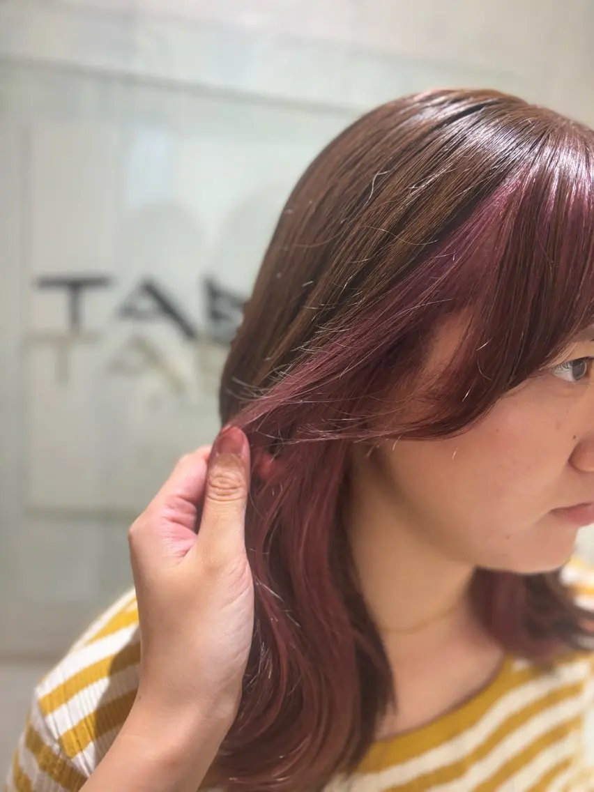 ミディアム カラー ヘアカラー トリートメント yui🥀/ボブ /ブリーチなしカラーのヘアスタイル