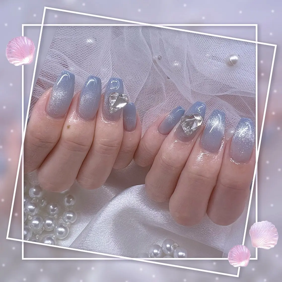 ネイル チークネイル フレンチネイル グラデーション マグネットネイル マグネットフレンチ ハンドネイル Chill Nailsalonのネイルデザイン