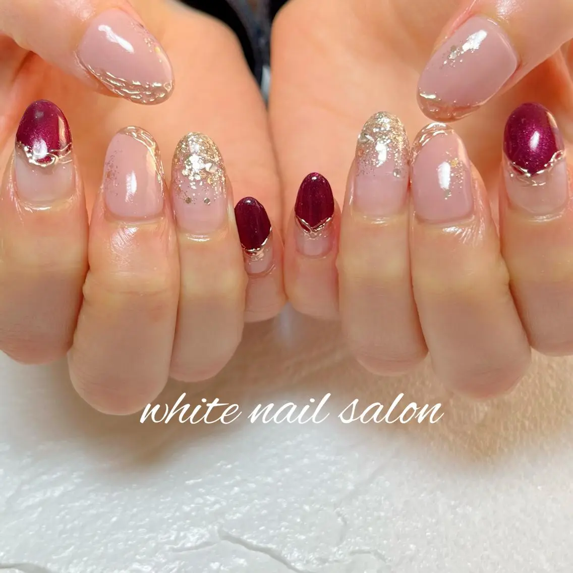 ネイル フットネイル ジェルネイル ハードジェル ラメ(グリッター) 持ち込み ハンドネイル white nail salonのネイルデザイン