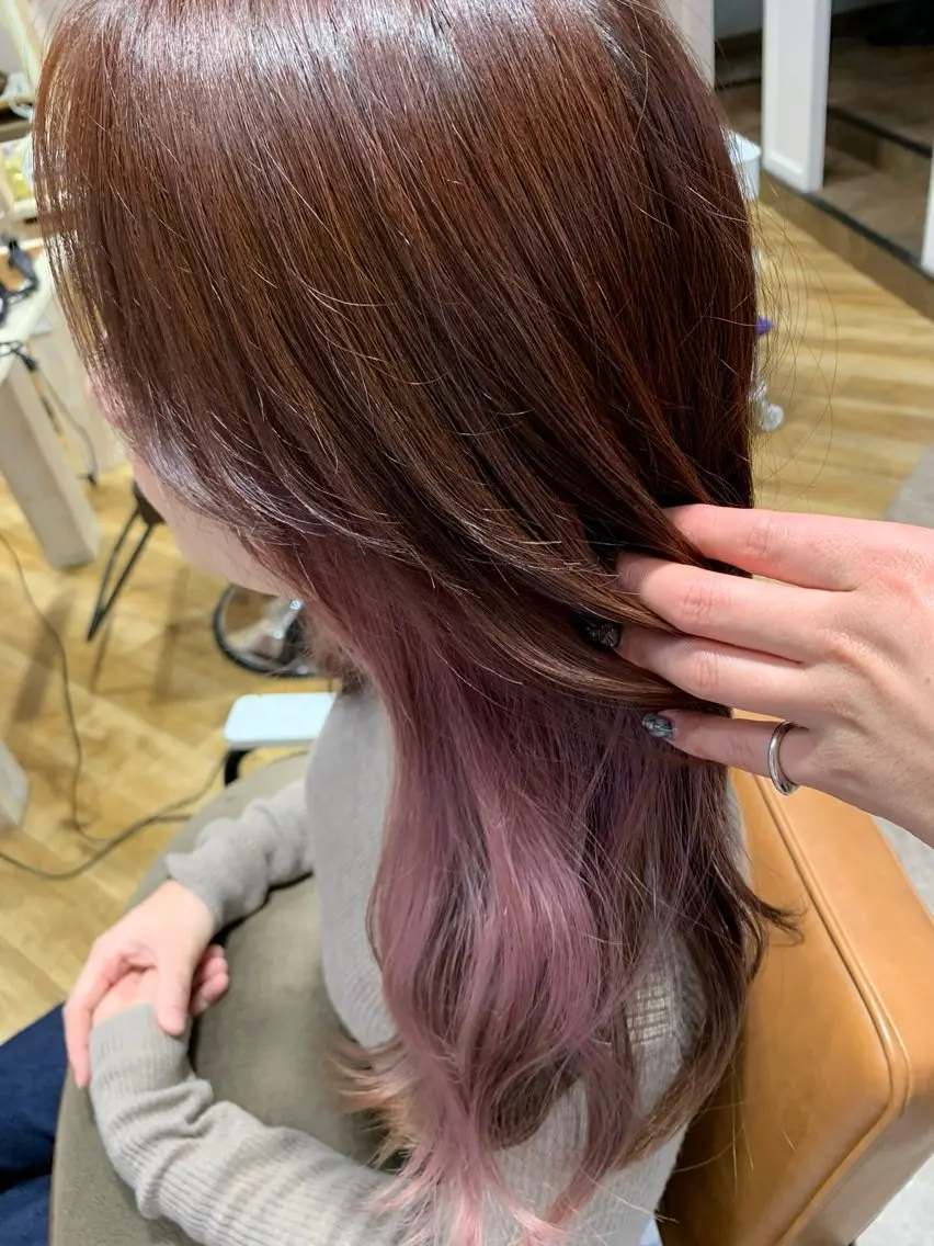 カラー 森 🫧大人可愛い 顔周りレイヤー🎀のヘアスタイル