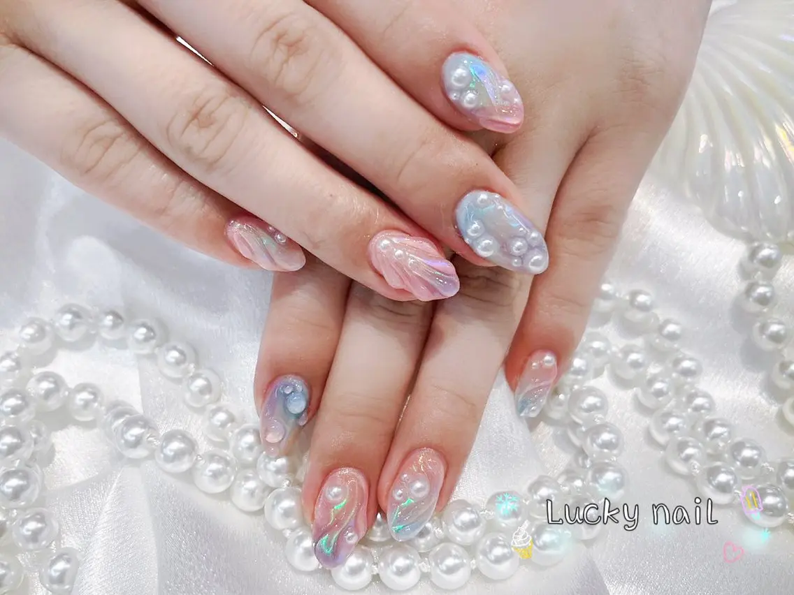 ネイル アートネイル チークネイル 長さ出し ジェルネイル マグネットネイル Lucky nail 小林和希のネイルデザイン