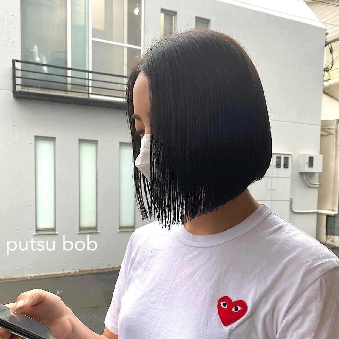 ミディアム 縮毛矯正ボブ&顔まわ レイヤー♡TOMOEのヘアスタイル