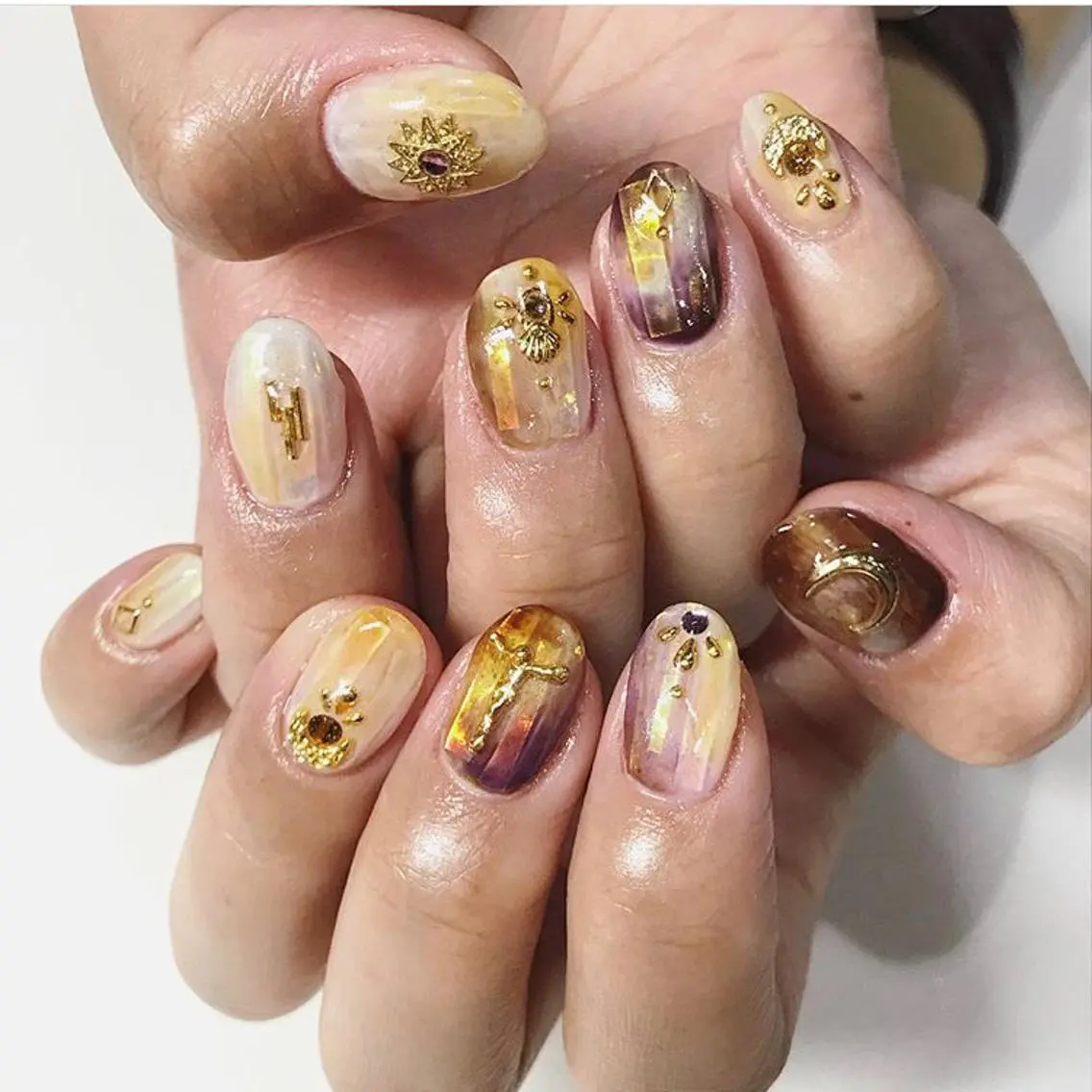ネイル 渋谷／チップ長さ出し 👑アプレgel-xのネイルデザイン