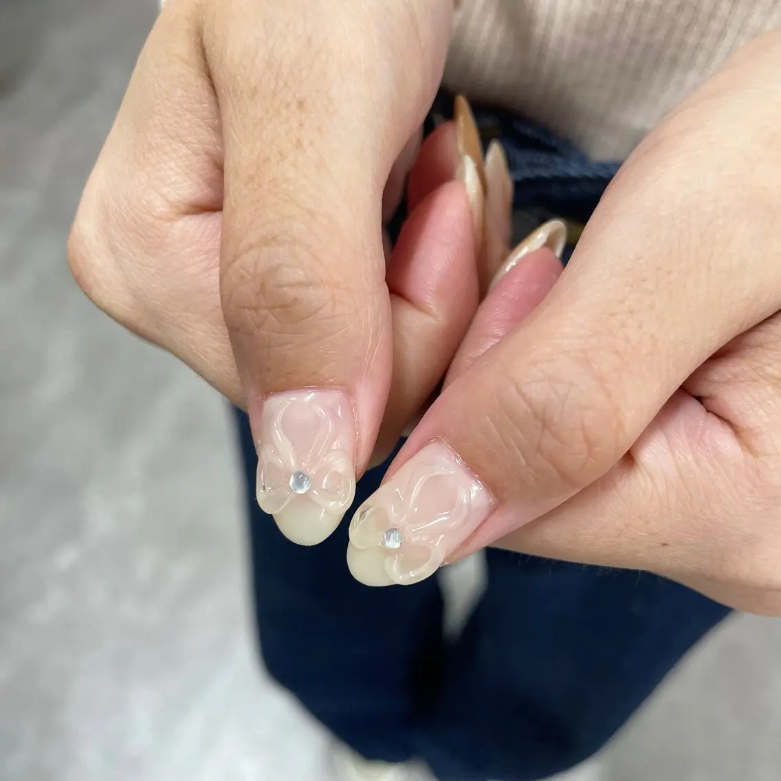 ネイル リボン ハンドネイル Bianca川越西口 KITAZAKI🫧のネイルデザイン