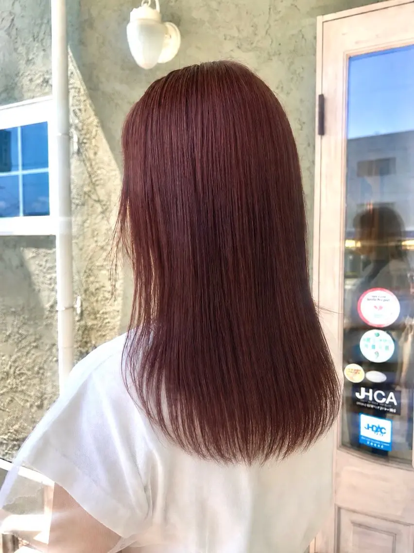 セミロング カラー ブラウンカラー ピンクカラー ピンクブラウン 細谷 楓夏のヘアスタイル
