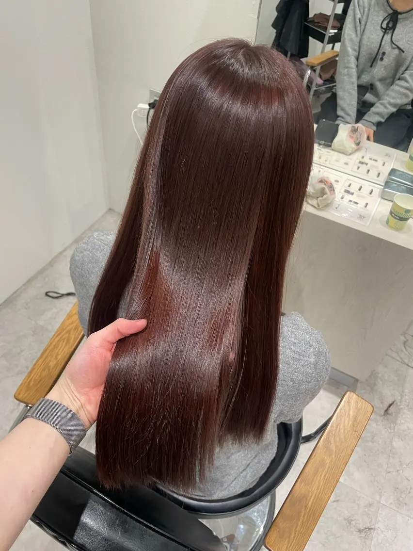 ロング ピンクブラウン トリートメント カット トリートメント ♡透明感/艶カラー/ M a I ♡のヘアスタイル